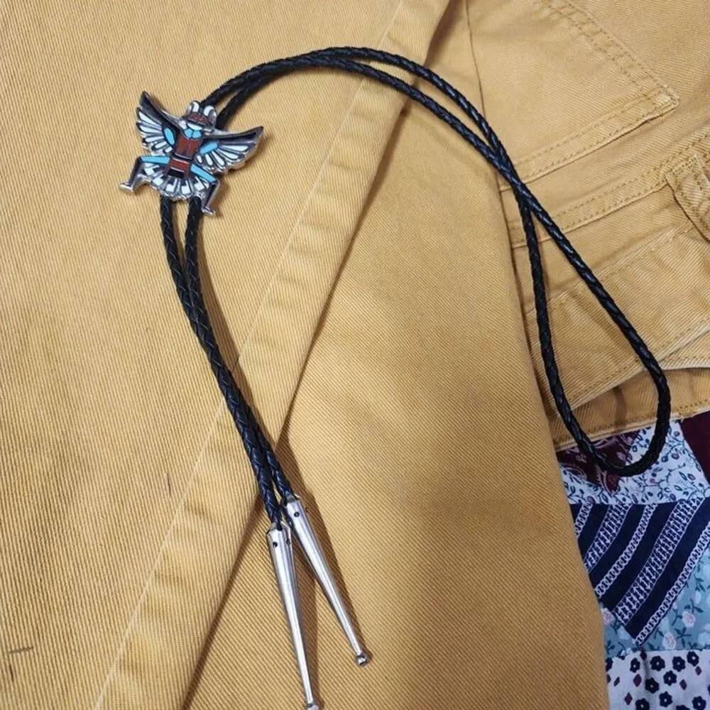 Vtg Silvertone Kachina Bolo Leather Tie